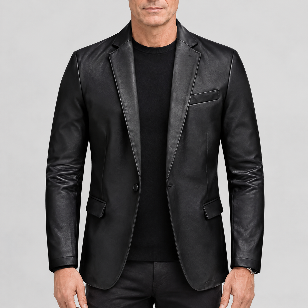 LEATHER TAILORED BLAZER
