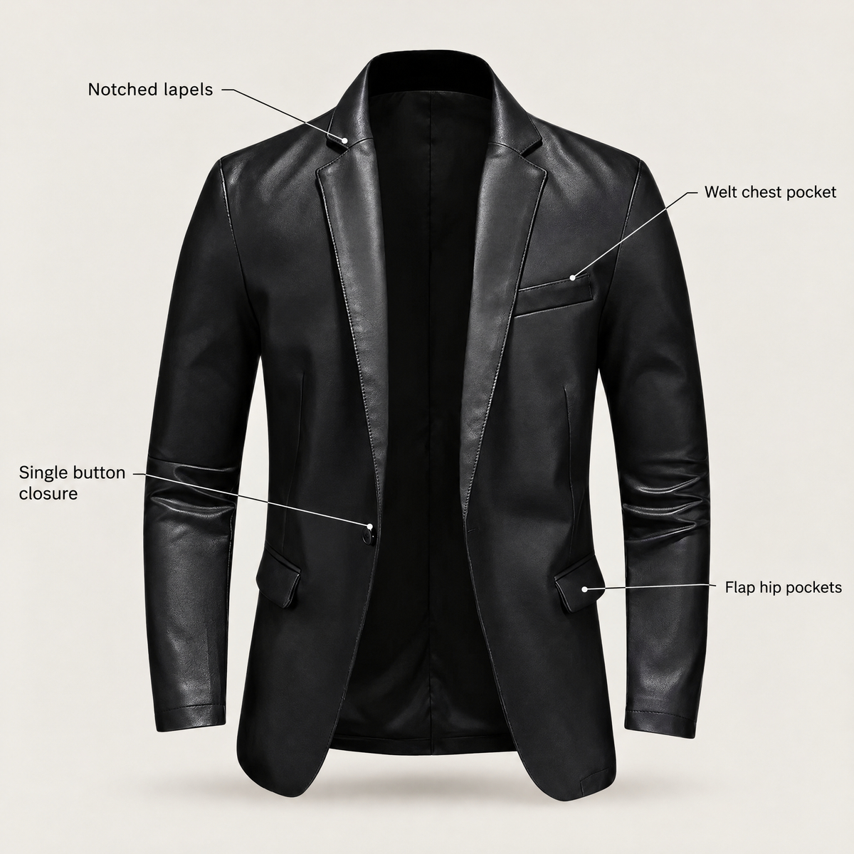 LEATHER TAILORED BLAZER