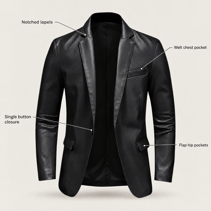 LEATHER TAILORED BLAZER