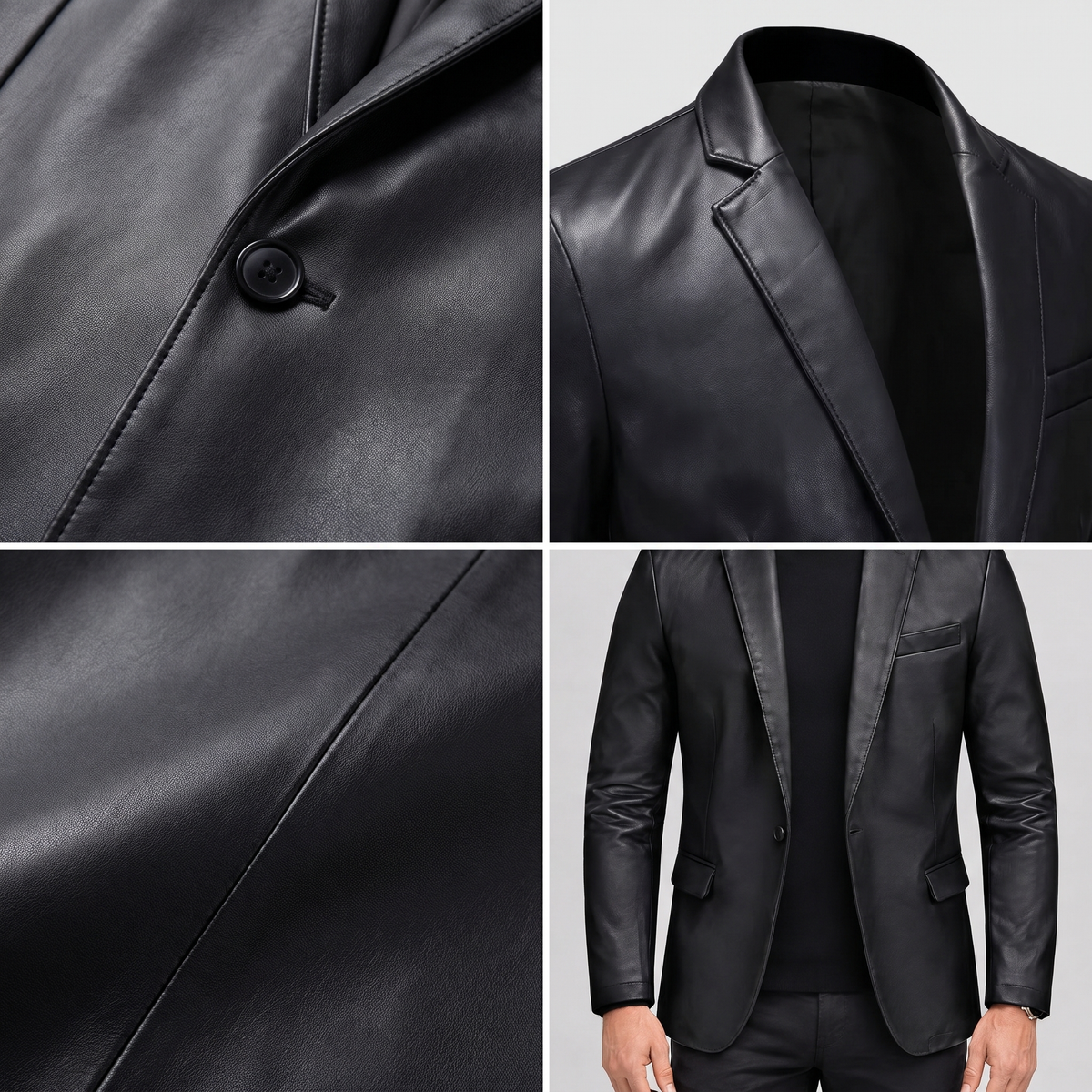 LEATHER TAILORED BLAZER