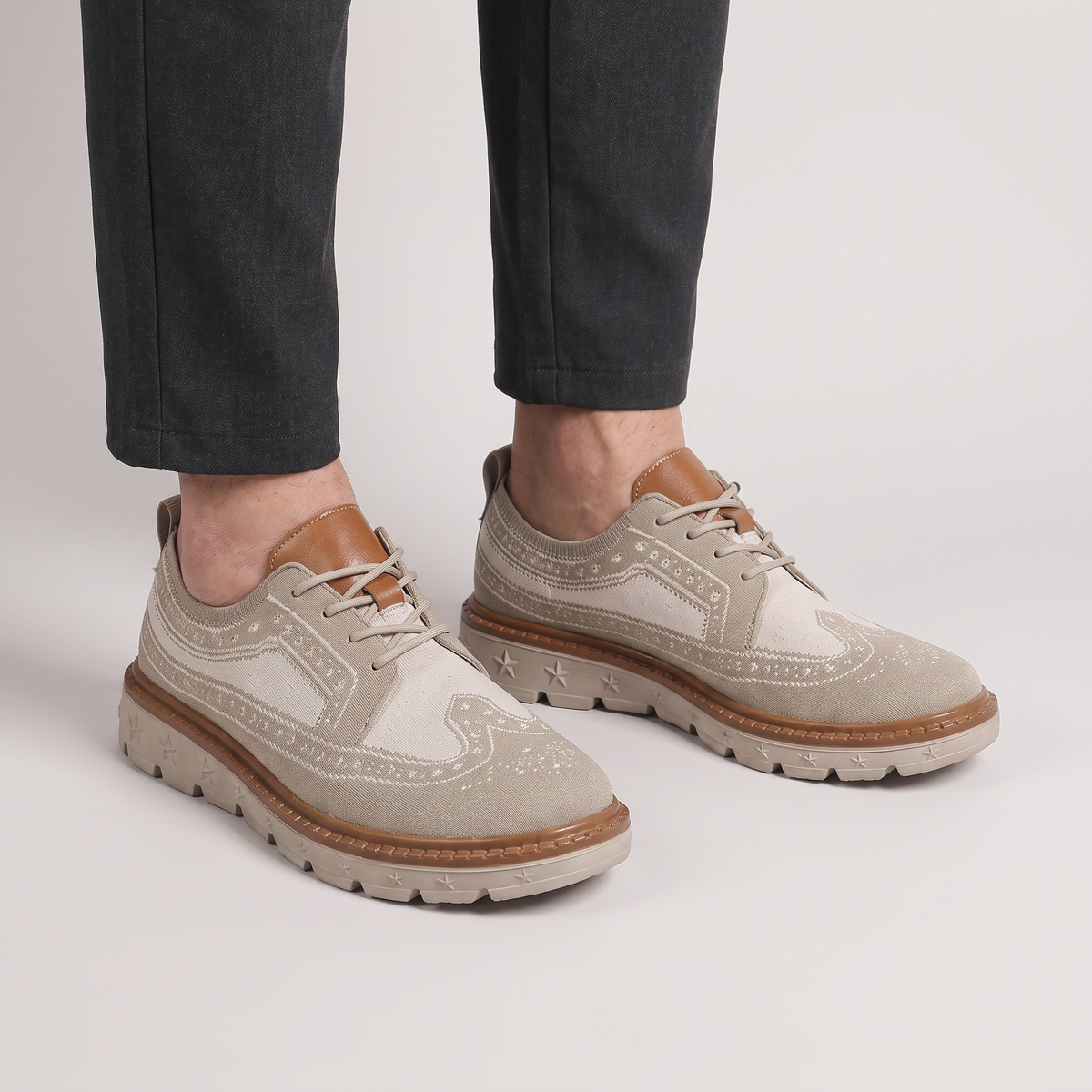 BROGUE KNIT PLATFORM TRAINERS