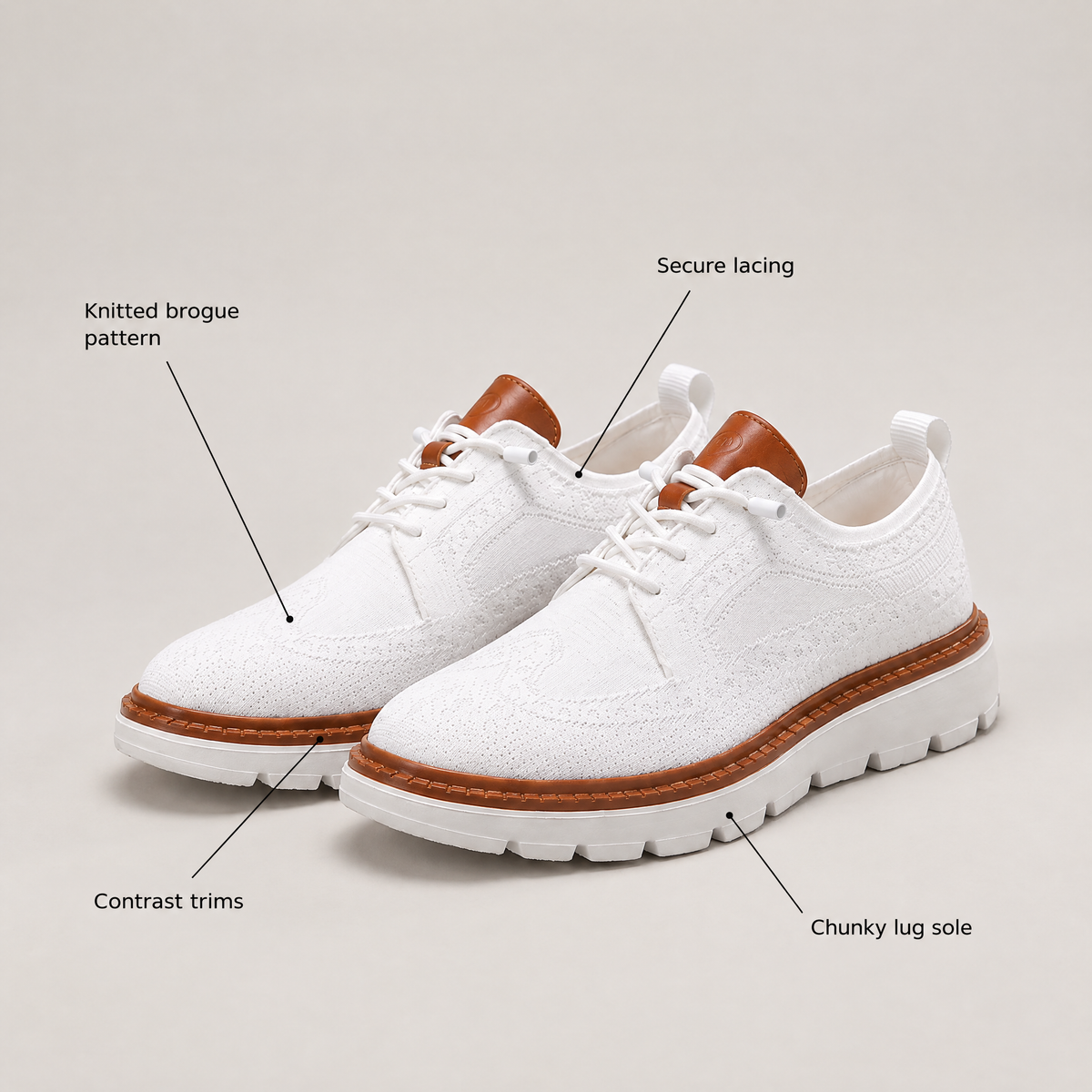 BROGUE KNIT PLATFORM TRAINERS