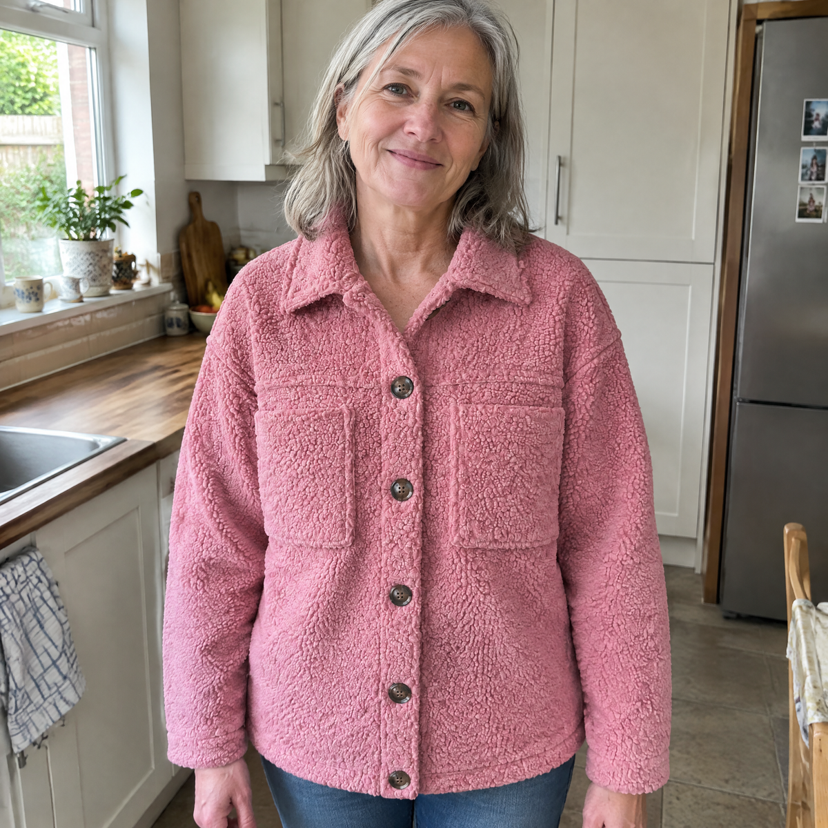 SOFT PILE BUTTON JACKET