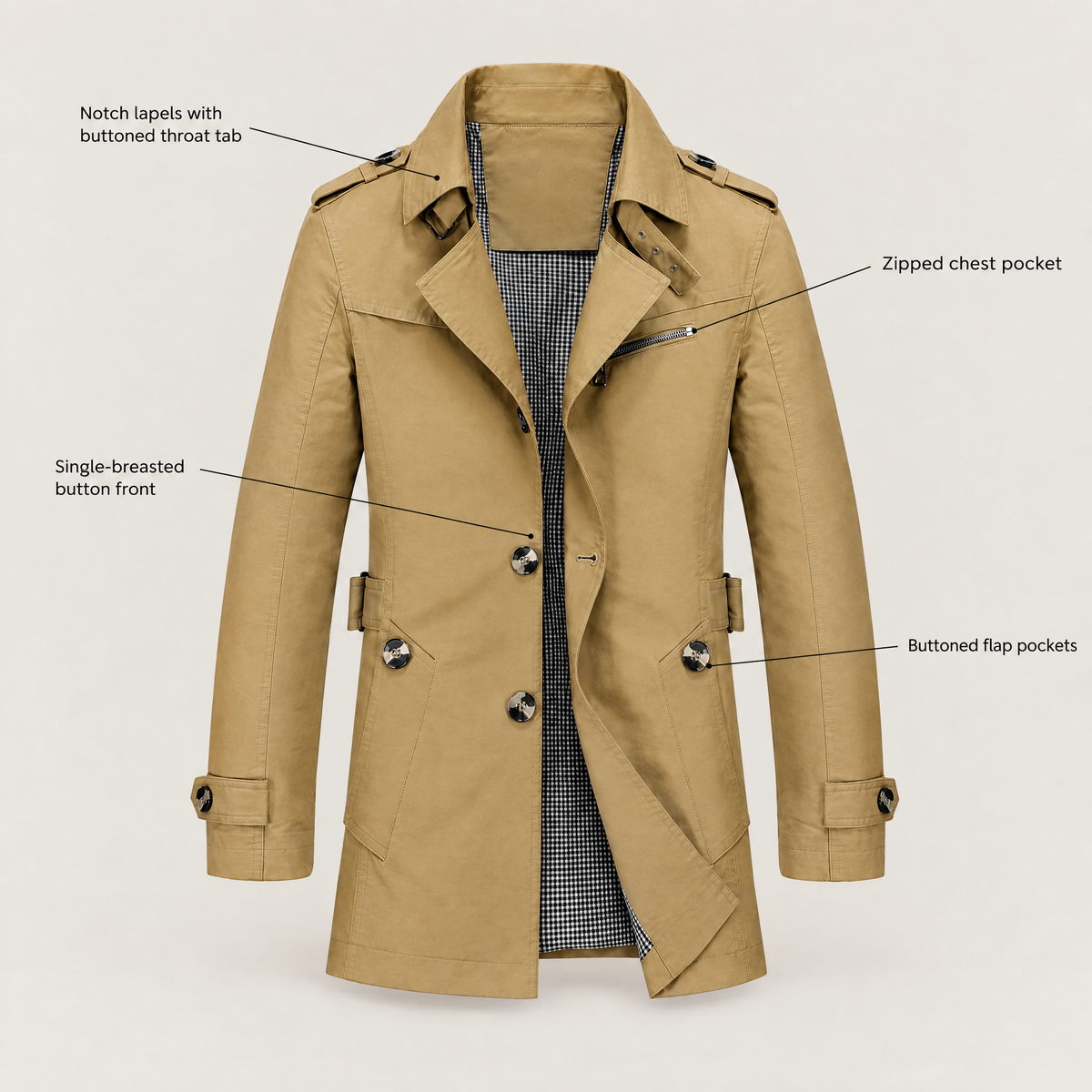 ZIP CHEST TAILORED COAT