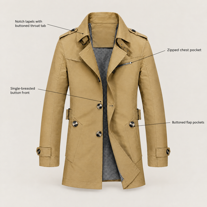 ZIP CHEST TAILORED COAT