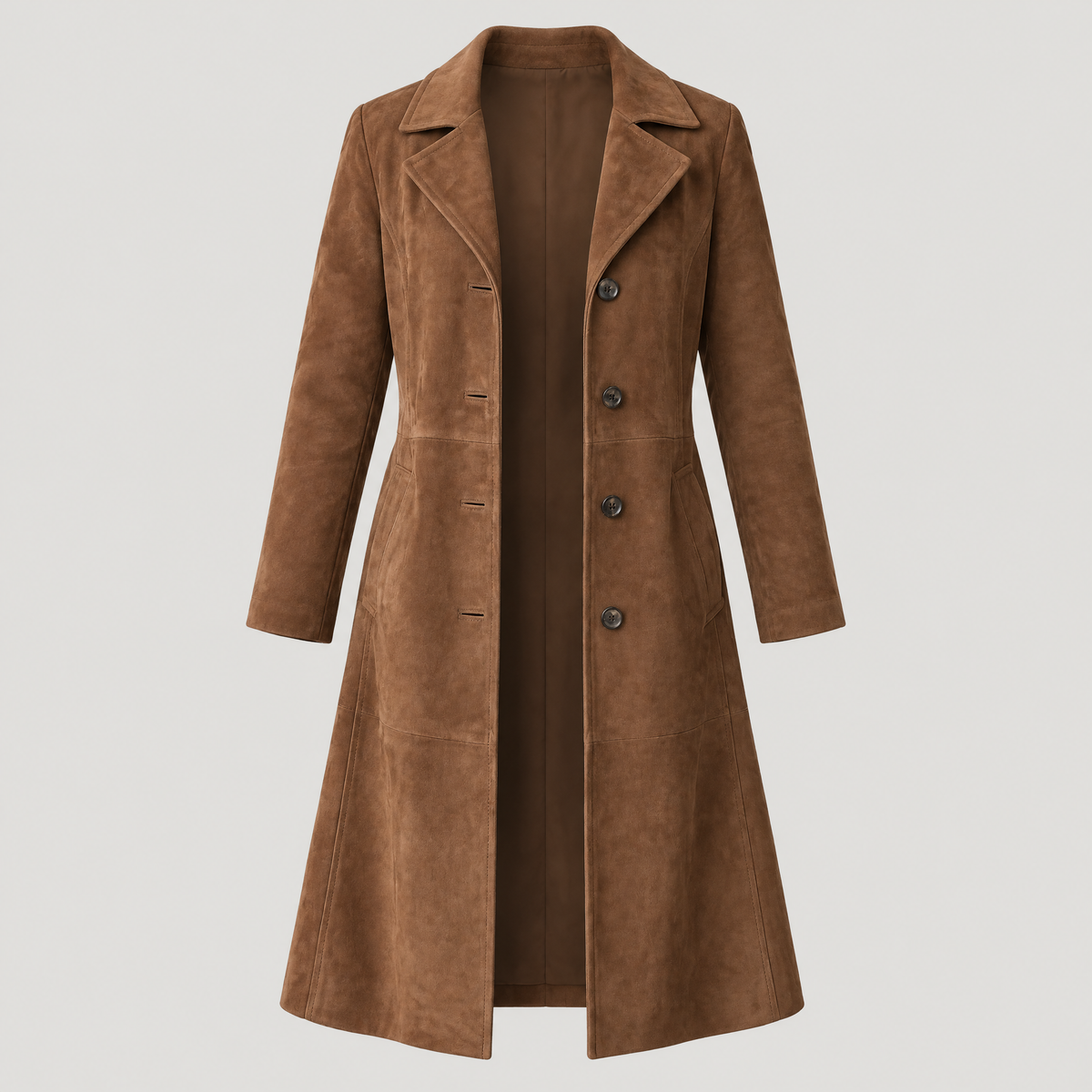SHAPED WAIST SUEDE LOOK COAT
