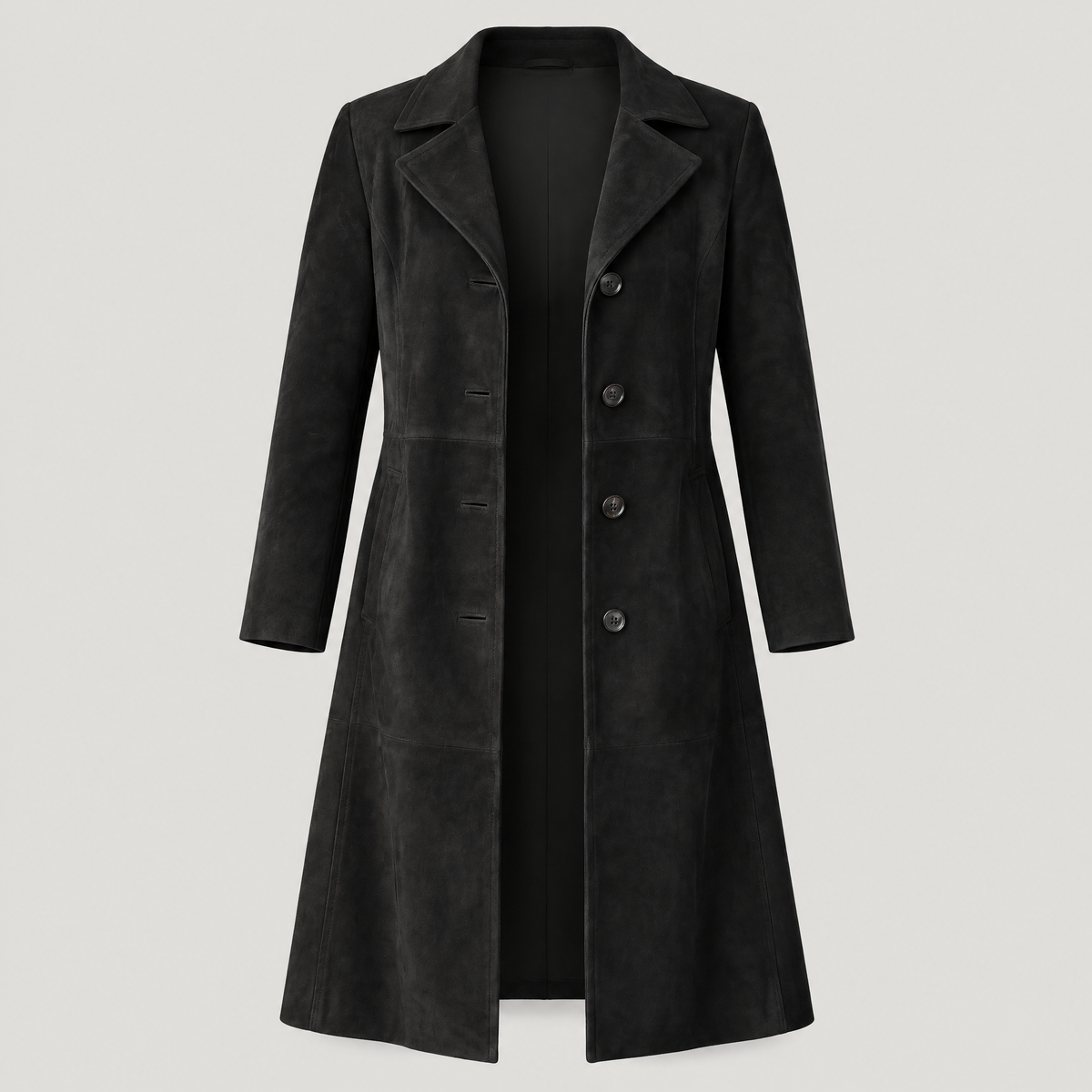 SHAPED WAIST SUEDE LOOK COAT