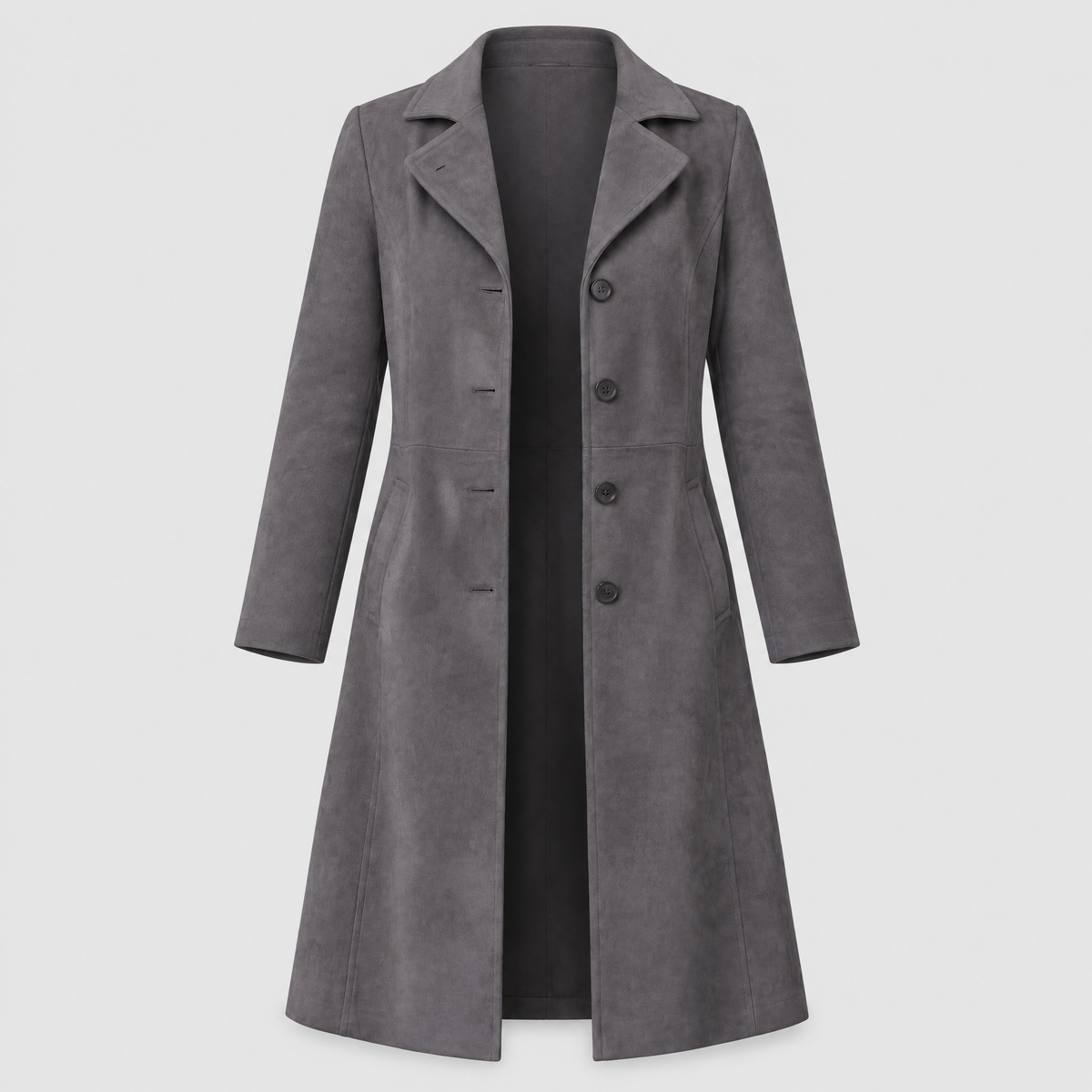 SHAPED WAIST SUEDE LOOK COAT