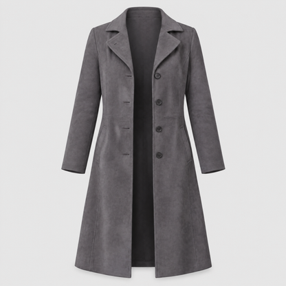 SHAPED WAIST SUEDE LOOK COAT