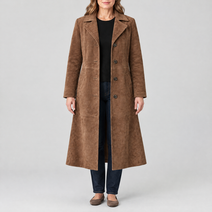 SHAPED WAIST SUEDE LOOK COAT