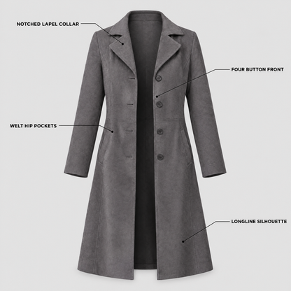 SHAPED WAIST SUEDE LOOK COAT