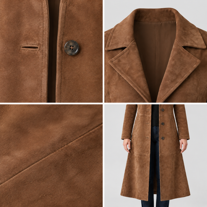 SHAPED WAIST SUEDE LOOK COAT