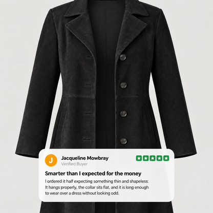 SHAPED WAIST SUEDE LOOK COAT