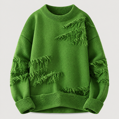 DISTRESSED FRINGE KNIT JUMPER