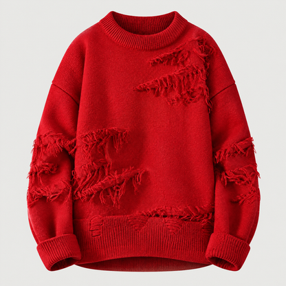 DISTRESSED FRINGE KNIT JUMPER
