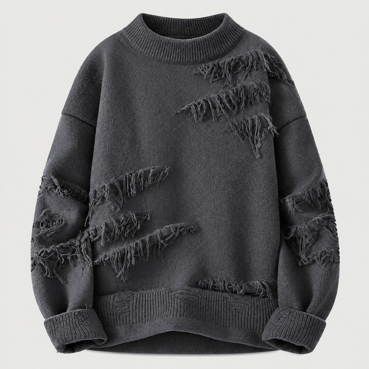 DISTRESSED FRINGE KNIT JUMPER