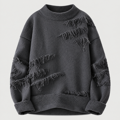 DISTRESSED FRINGE KNIT JUMPER