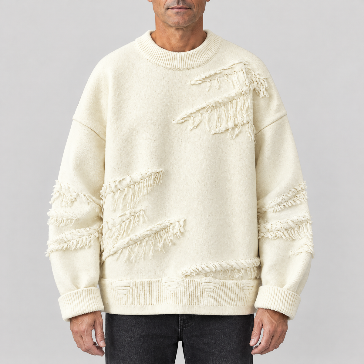 DISTRESSED FRINGE KNIT JUMPER
