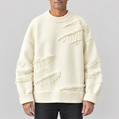 DISTRESSED FRINGE KNIT JUMPER