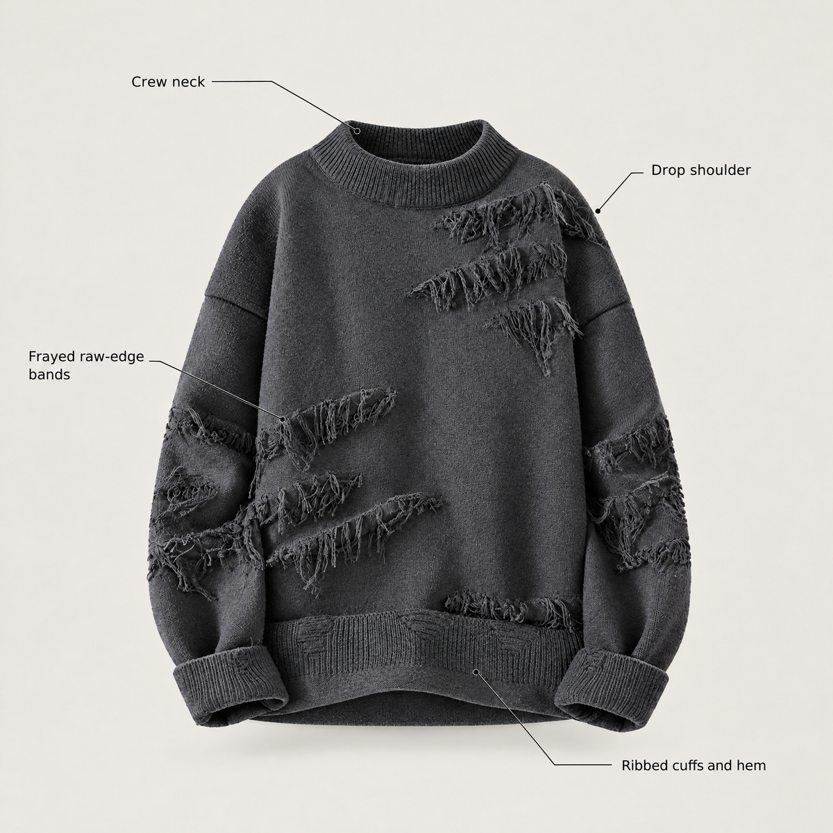 DISTRESSED FRINGE KNIT JUMPER