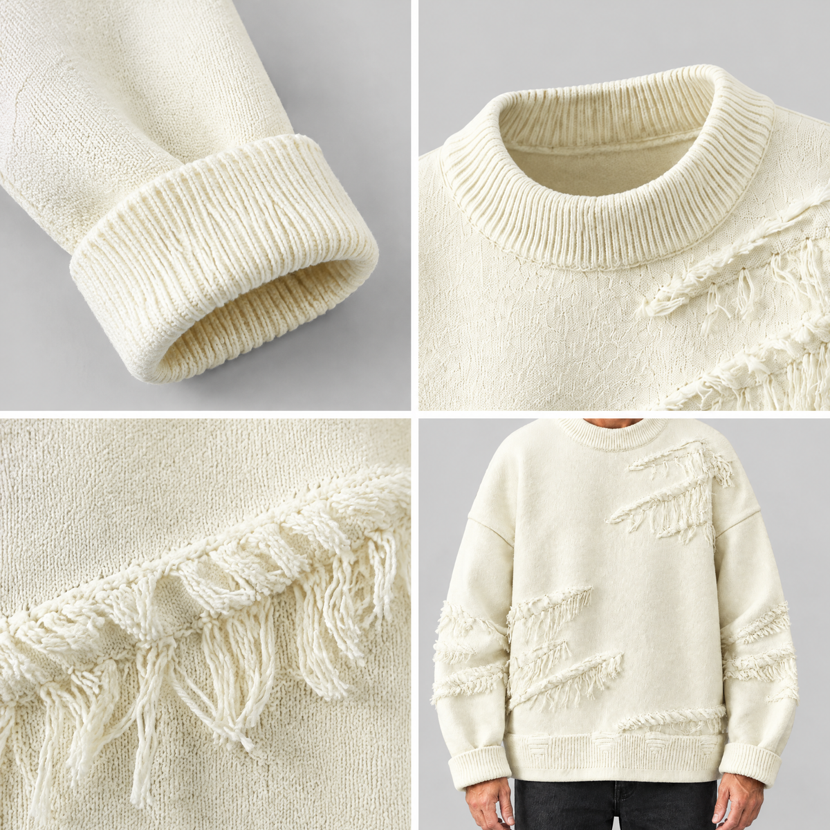 DISTRESSED FRINGE KNIT JUMPER