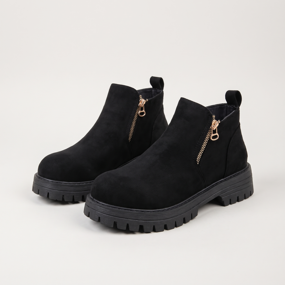 SIDE ZIP CHUNKY ANKLE BOOTS