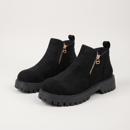 SIDE ZIP CHUNKY ANKLE BOOTS