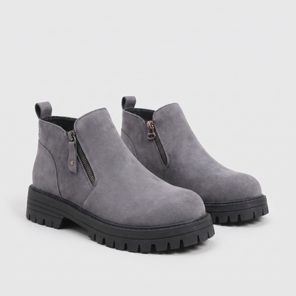 SIDE ZIP CHUNKY ANKLE BOOTS