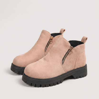 SIDE ZIP CHUNKY ANKLE BOOTS
