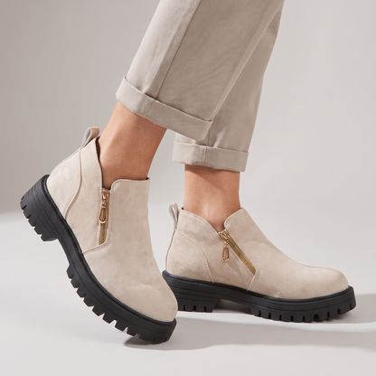 SIDE ZIP CHUNKY ANKLE BOOTS