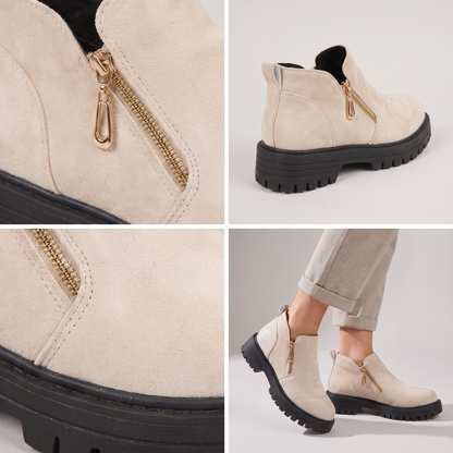 SIDE ZIP CHUNKY ANKLE BOOTS