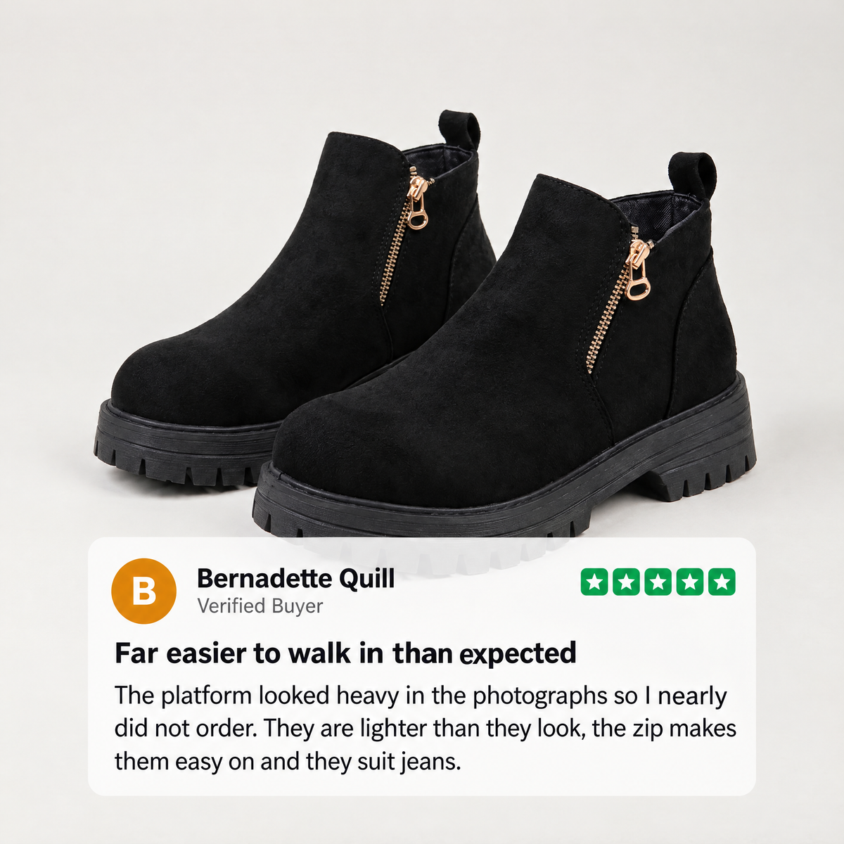 SIDE ZIP CHUNKY ANKLE BOOTS