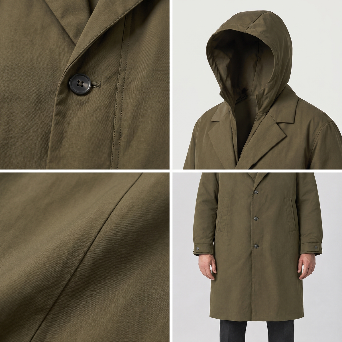 HOODED TAILORED WALKING COAT