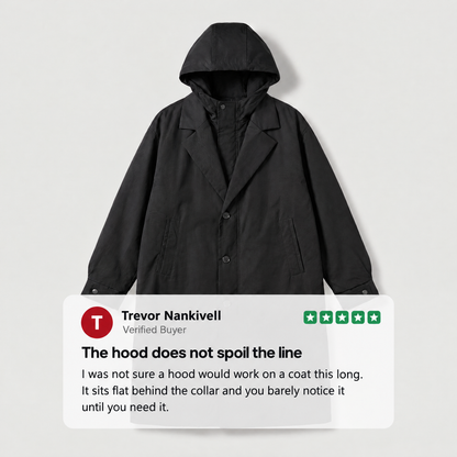 HOODED TAILORED WALKING COAT