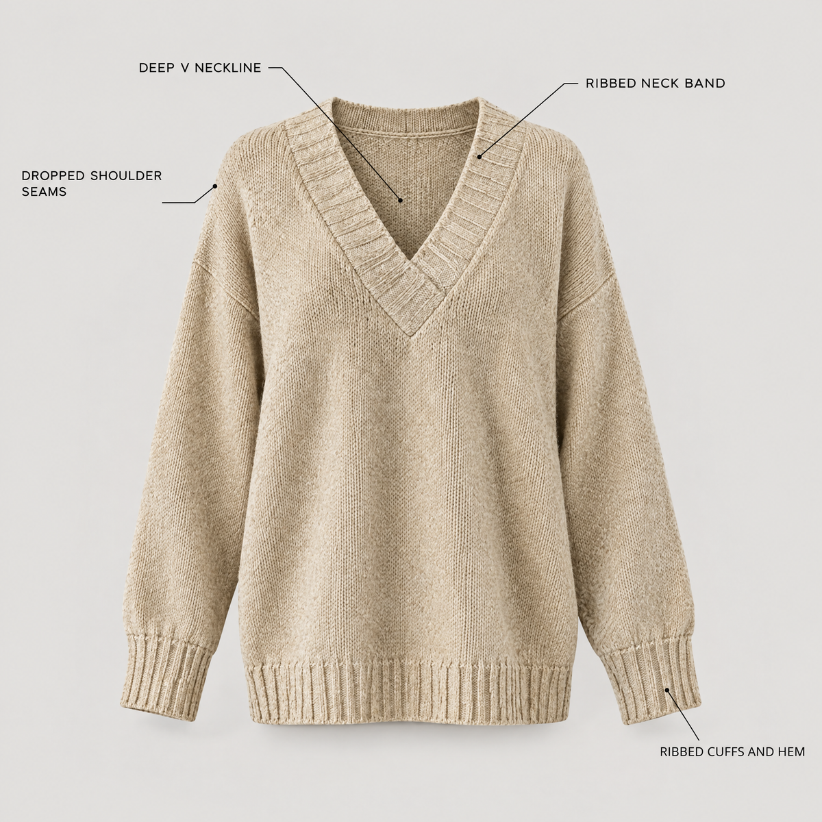 DEEP V-NECK KNIT JUMPER
