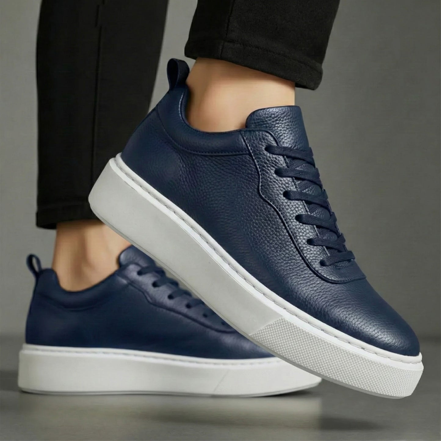 BROMLEY GRAINED LEATHER TRAINERS