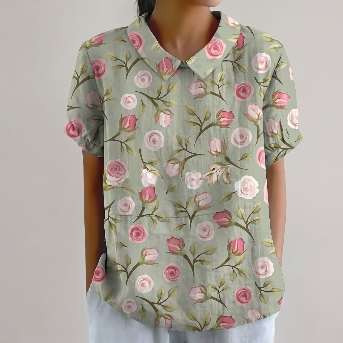 ROSEDENE SAGE FLORAL BLOUSE