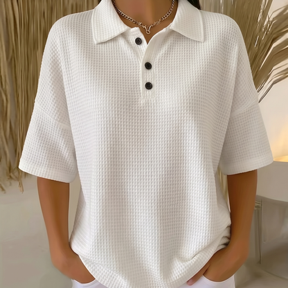 BANBURY SOFT WAFFLE POLO BLOUSE
