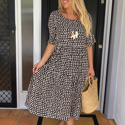 EVERLARK SHORT-SLEEVE MIDI DRESS