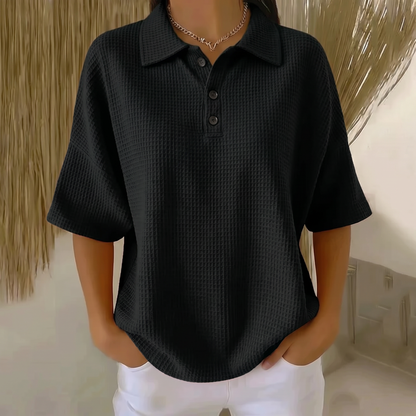 BANBURY SOFT WAFFLE POLO BLOUSE