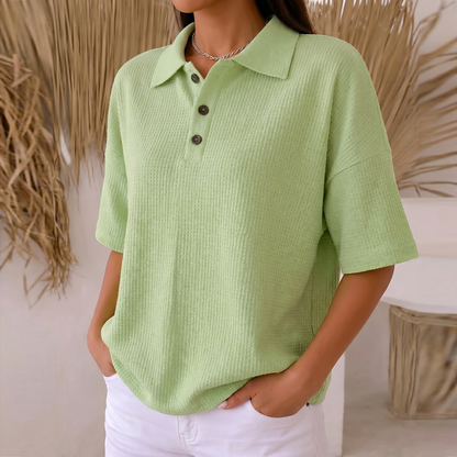 BANBURY SOFT WAFFLE POLO BLOUSE