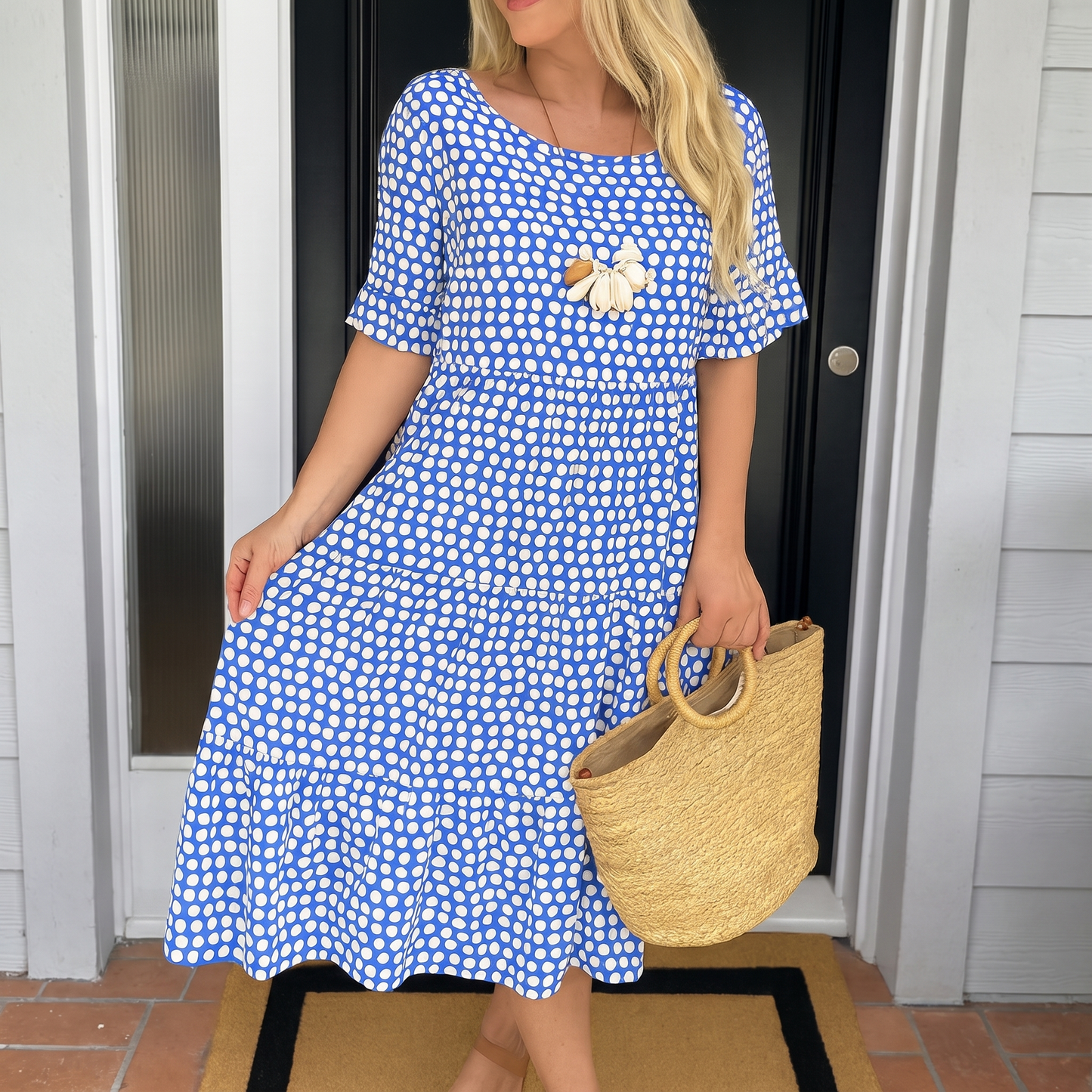 EVERLARK SHORT-SLEEVE MIDI DRESS