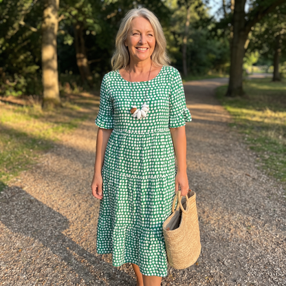 EVERLARK SHORT-SLEEVE MIDI DRESS