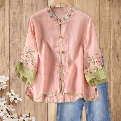 MARCOMBE FLARE-CUFF EMBROIDERED BLOUSE