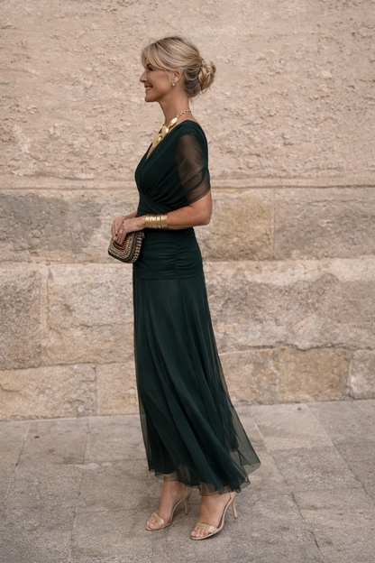 GRACEFUL V-NECK PARTY DRESS