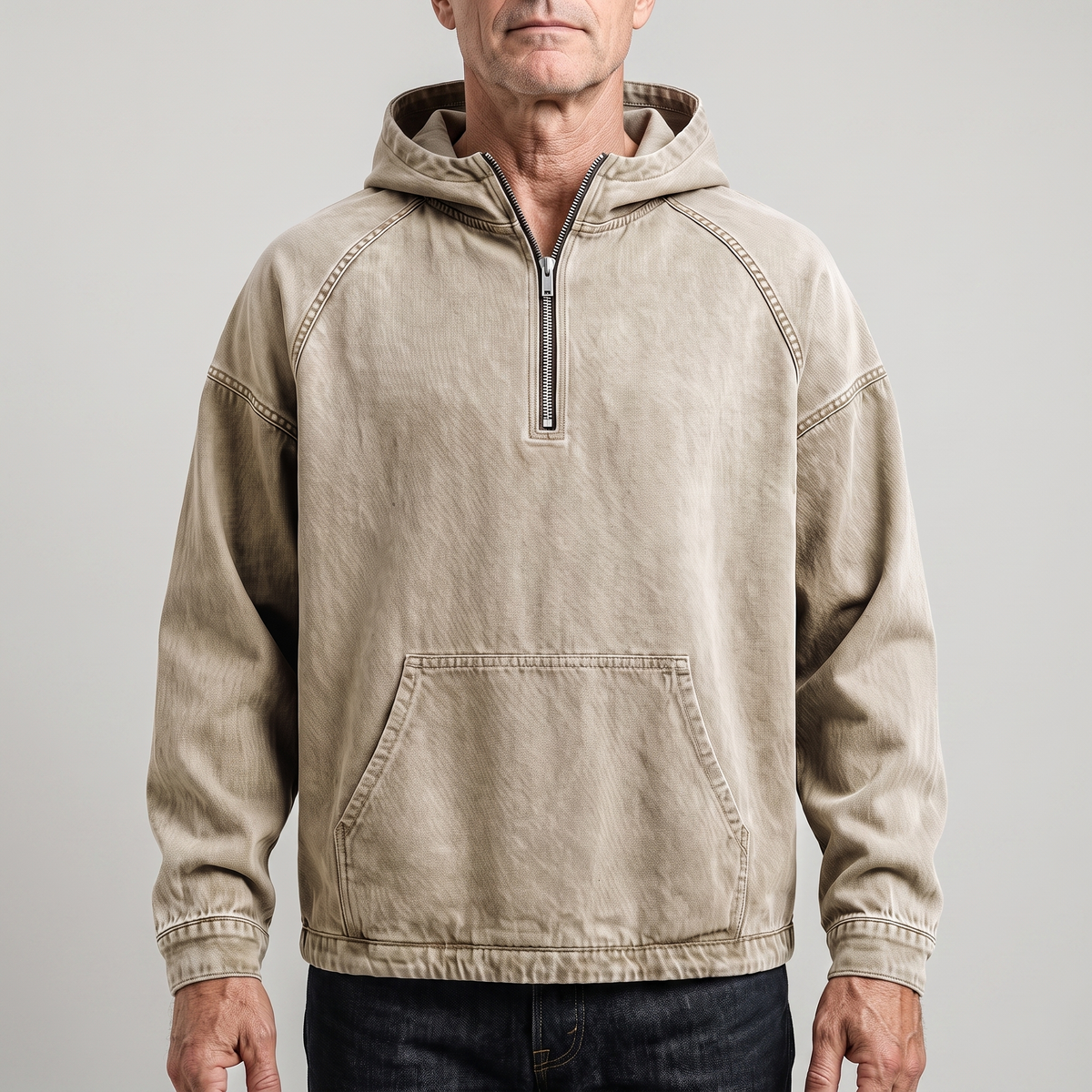 RIVINGTON HALF-ZIP DENIM JACKET