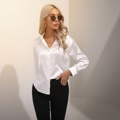 SELWORTH SATIN V-NECK BLOUSE
