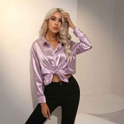 SELWORTH SATIN V-NECK BLOUSE