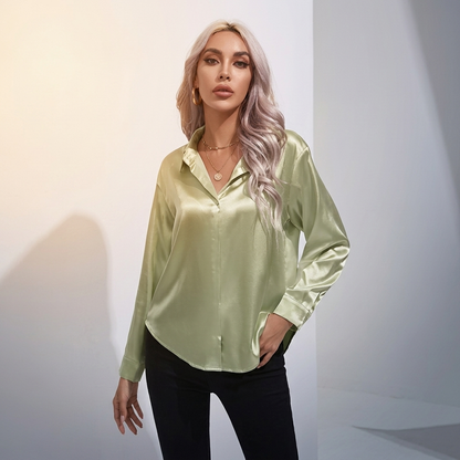 SELWORTH SATIN V-NECK BLOUSE
