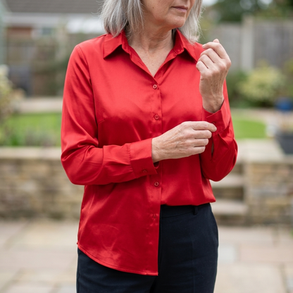 SELWORTH SATIN V-NECK BLOUSE